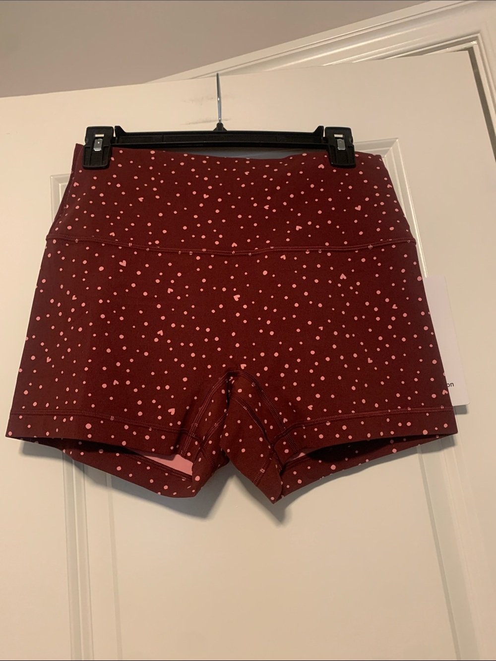 lululemon athletica Burgundy Bay with Hearts/pink dot Align No Line, Sz 10, NWT